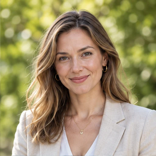 Woman in a light blazer in natural outdoor light